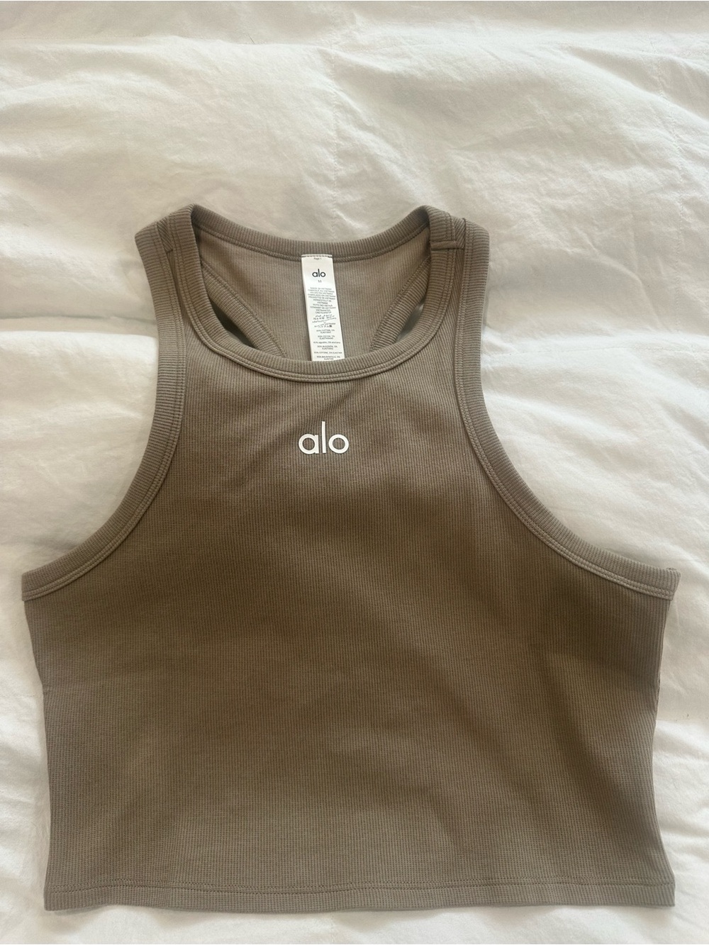 ALO Yoga Ribbed Crop Tank in Taupe
